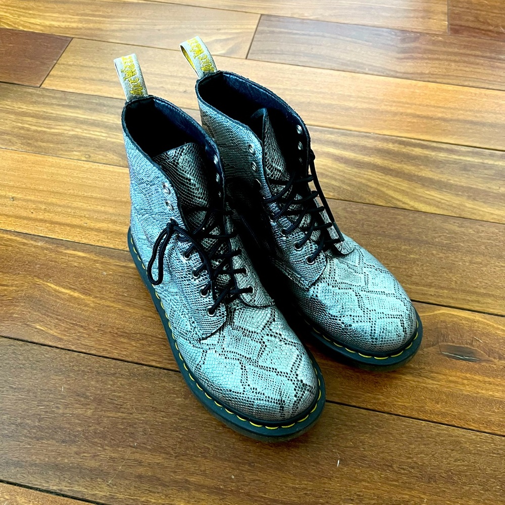 Vegan Silver Snakeskin Doc Martens